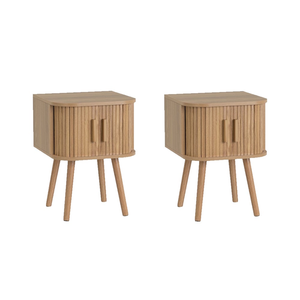 Set de 2 mesitas Elia de MDF color roble 2 puertas 40x40x53 cm