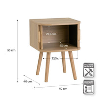 Set de 2 mesitas Elia de MDF color roble 2 puertas 40x40x53 cm