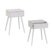 Set de 2 mesitas de noche de 1 cajón laminado color blanco de 45x35x59cm