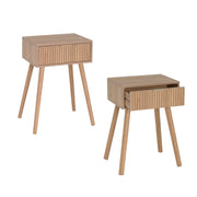 Set de 2 mesitas de noche de 1 cajón laminado color marrón de 45x35x59cm