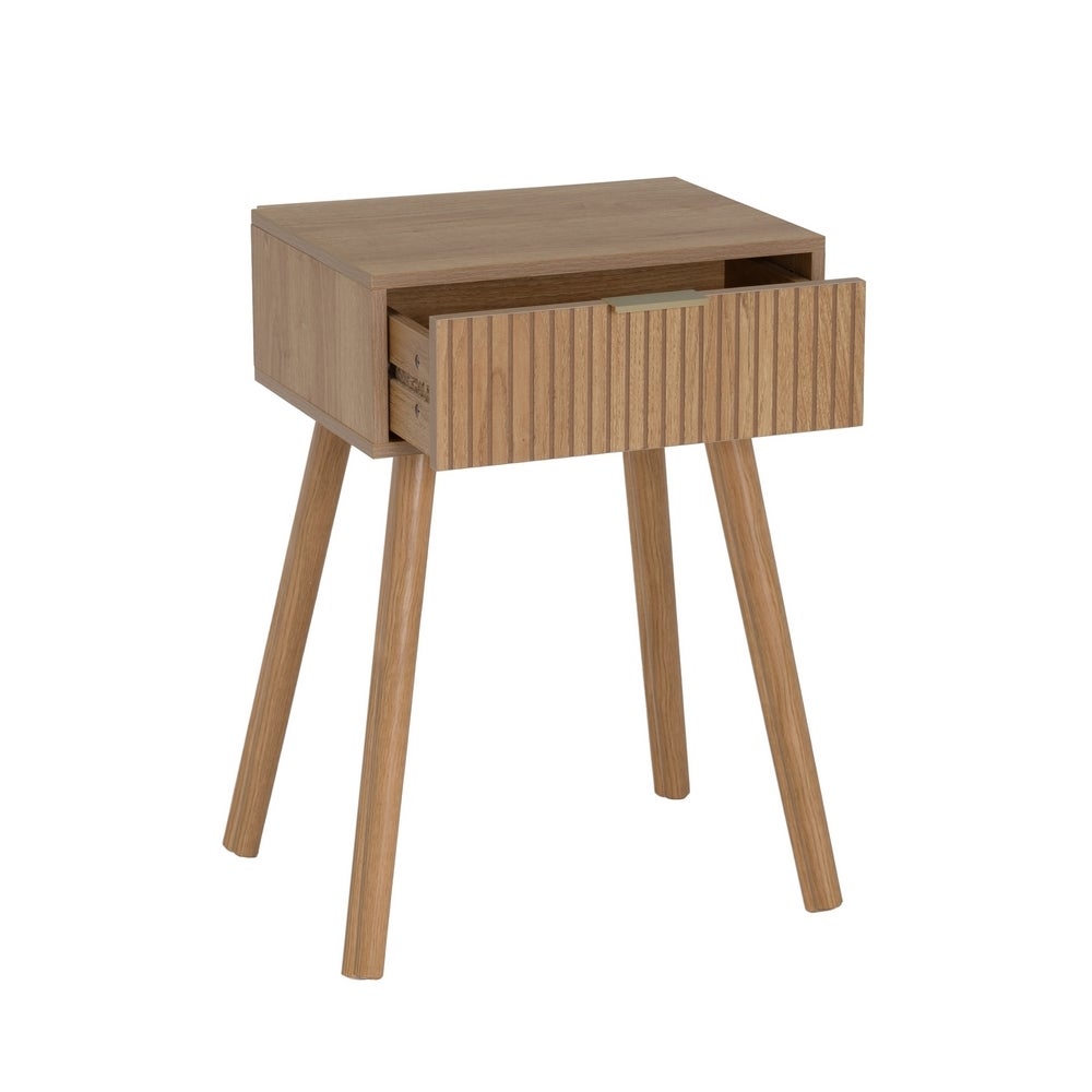 Set de 2 mesitas de noche de 1 cajón laminado color marrón de 45x35x59cm
