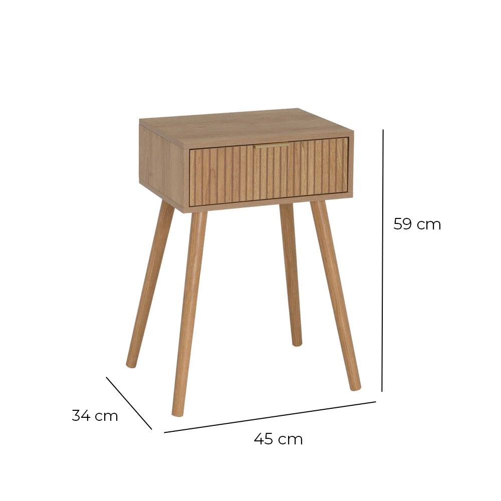 Set de 2 mesitas de noche de 1 cajón laminado color marrón de 45x35x59cm