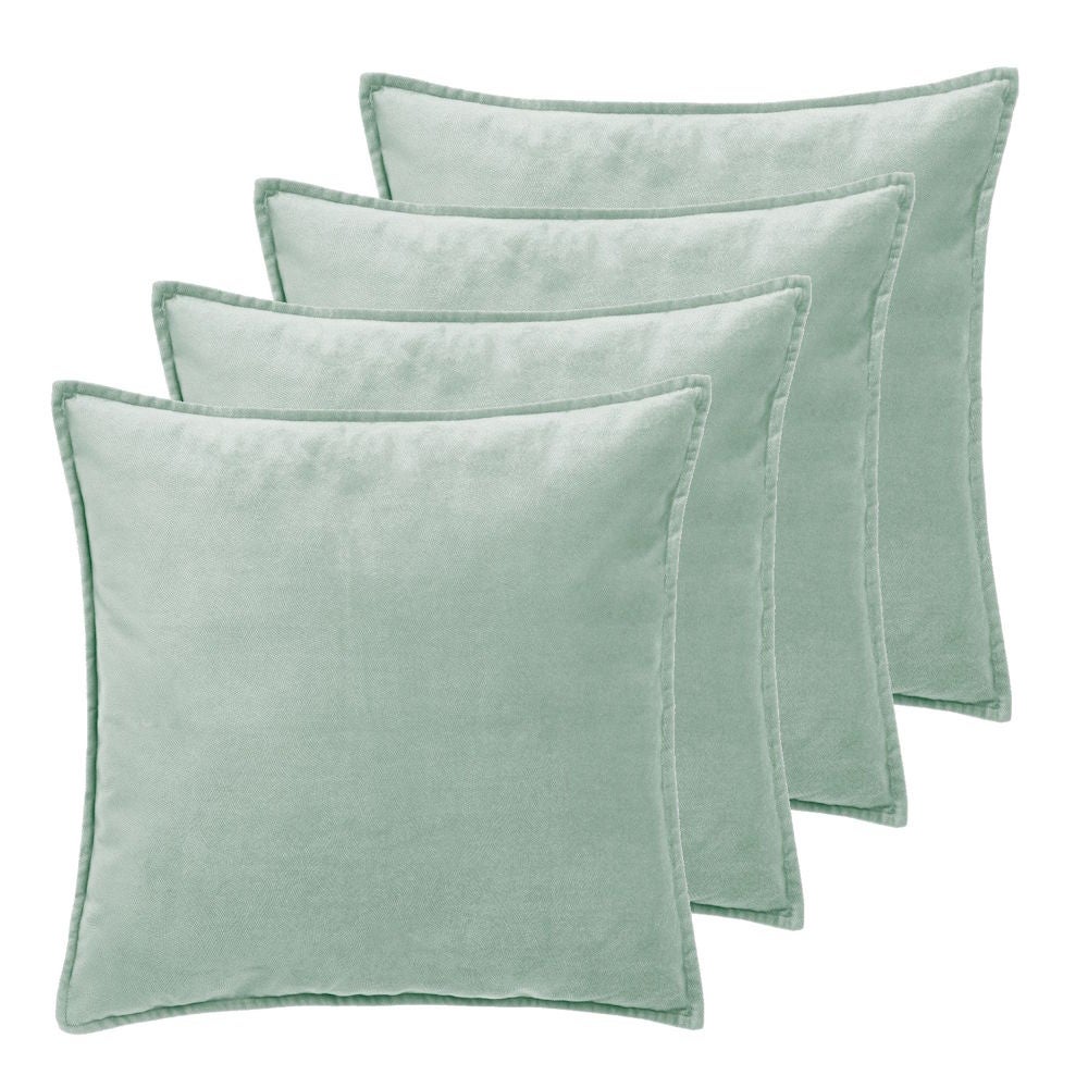 Set de 4 cojines Estela poliéster verde con relleno de 55x55 cm