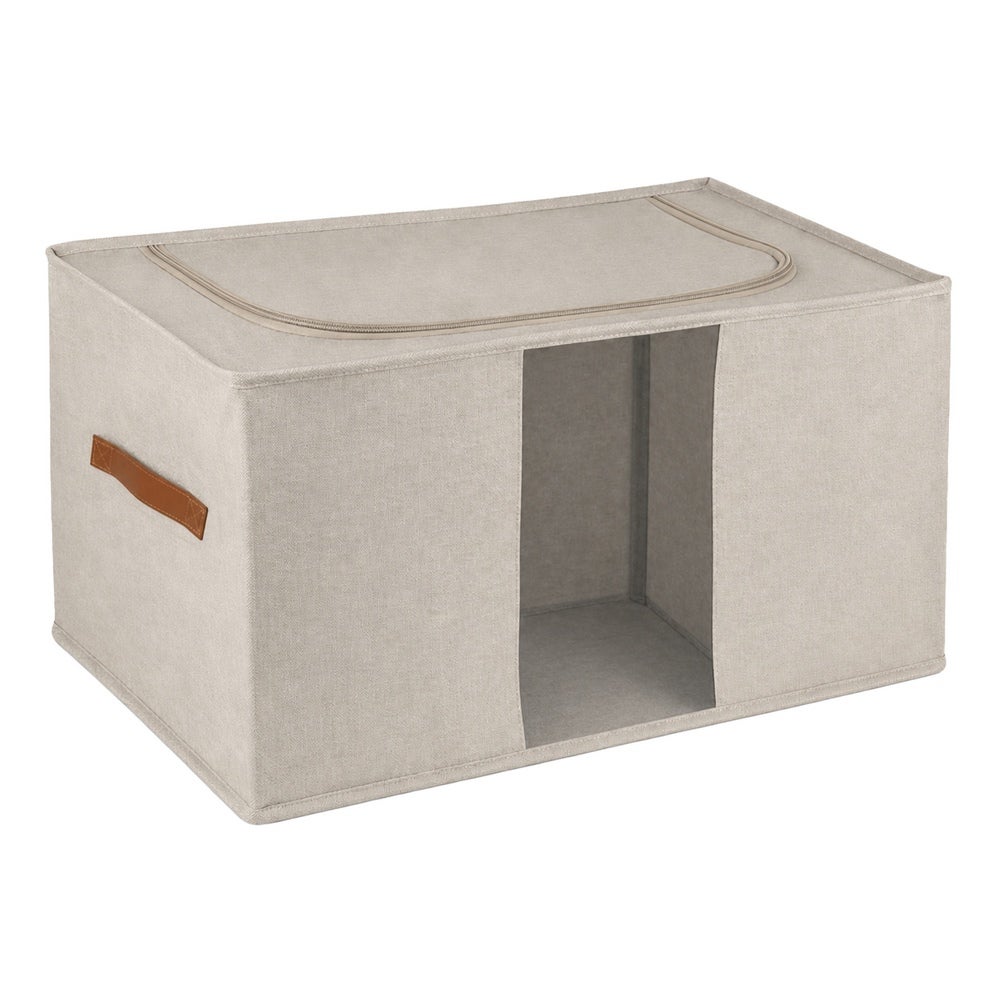 Set de 6 organizadores plegables beige con ventana. 47 litros. 51x34x28 cm