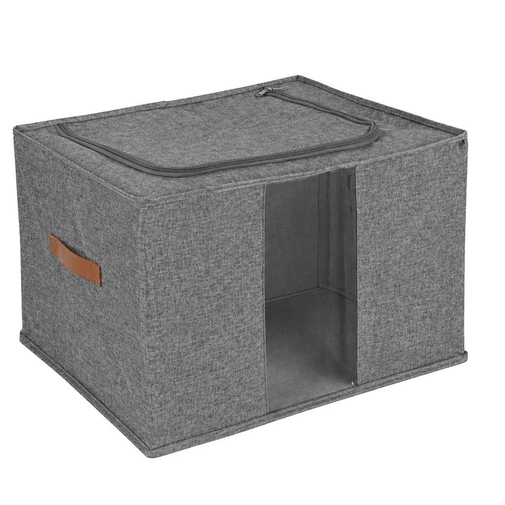Set de 6 organizadores plegables gris con ventana. 65 litros. 50x42x32 cm