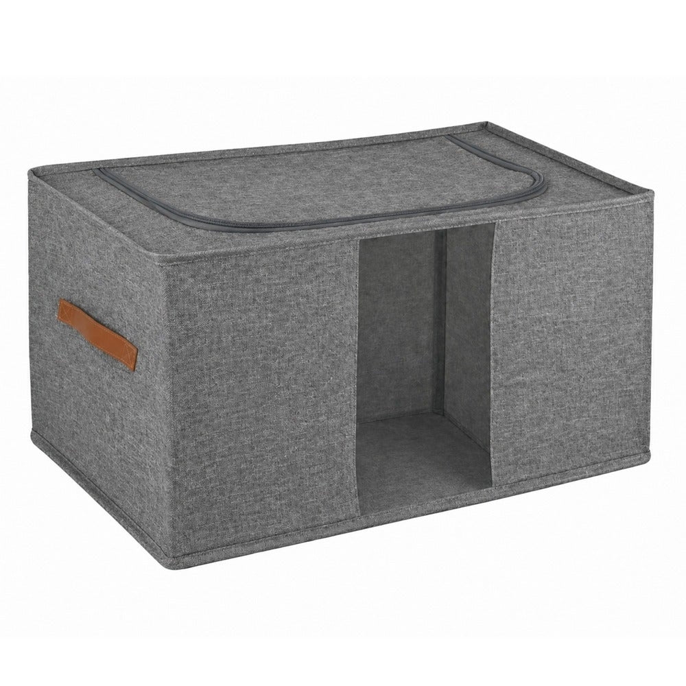 Set de 6 organizadores plegables gris con ventana. 47 litros. 51x34x28 cm