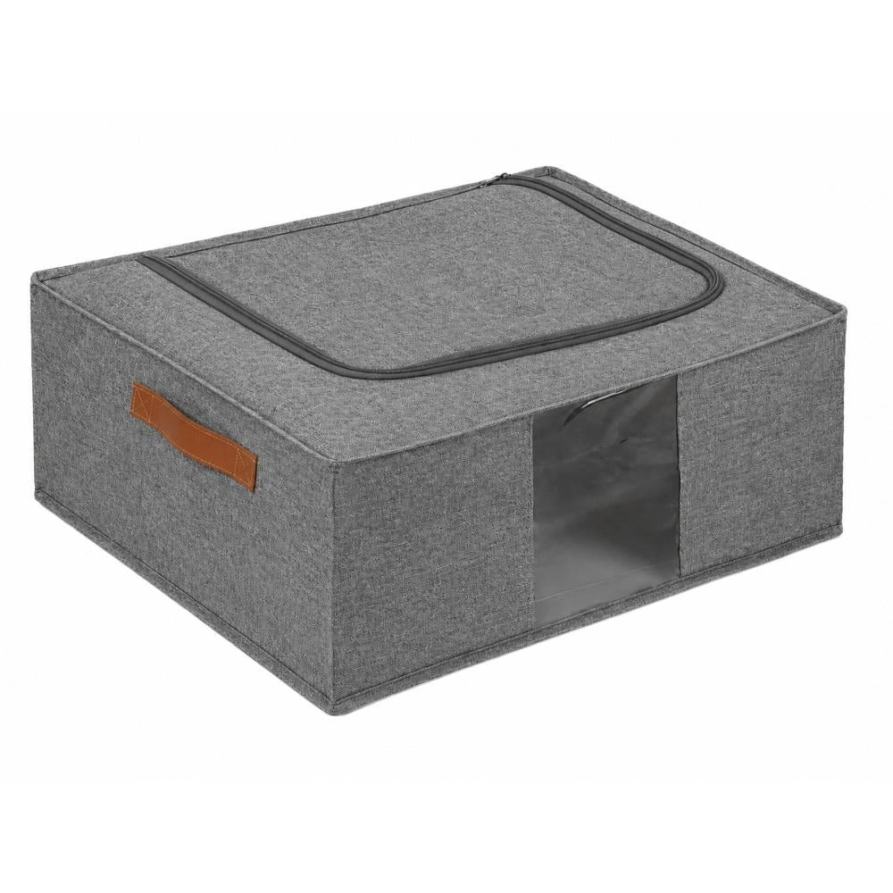 Set de 6 organizadores plegables gris con ventana. 41 litros. 53x43x19 cm