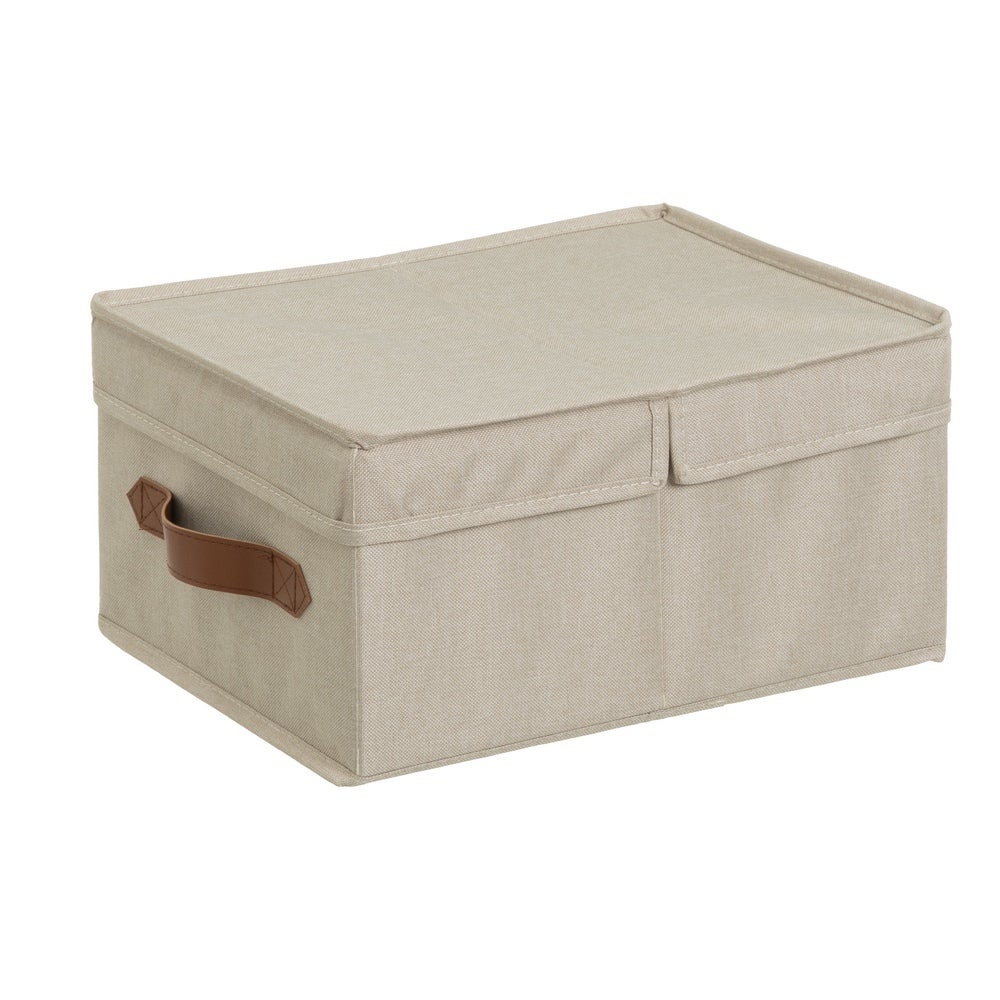Set de 6 cajas plegables tapa doble de poliéster beige 11 L 33x25x16 cm