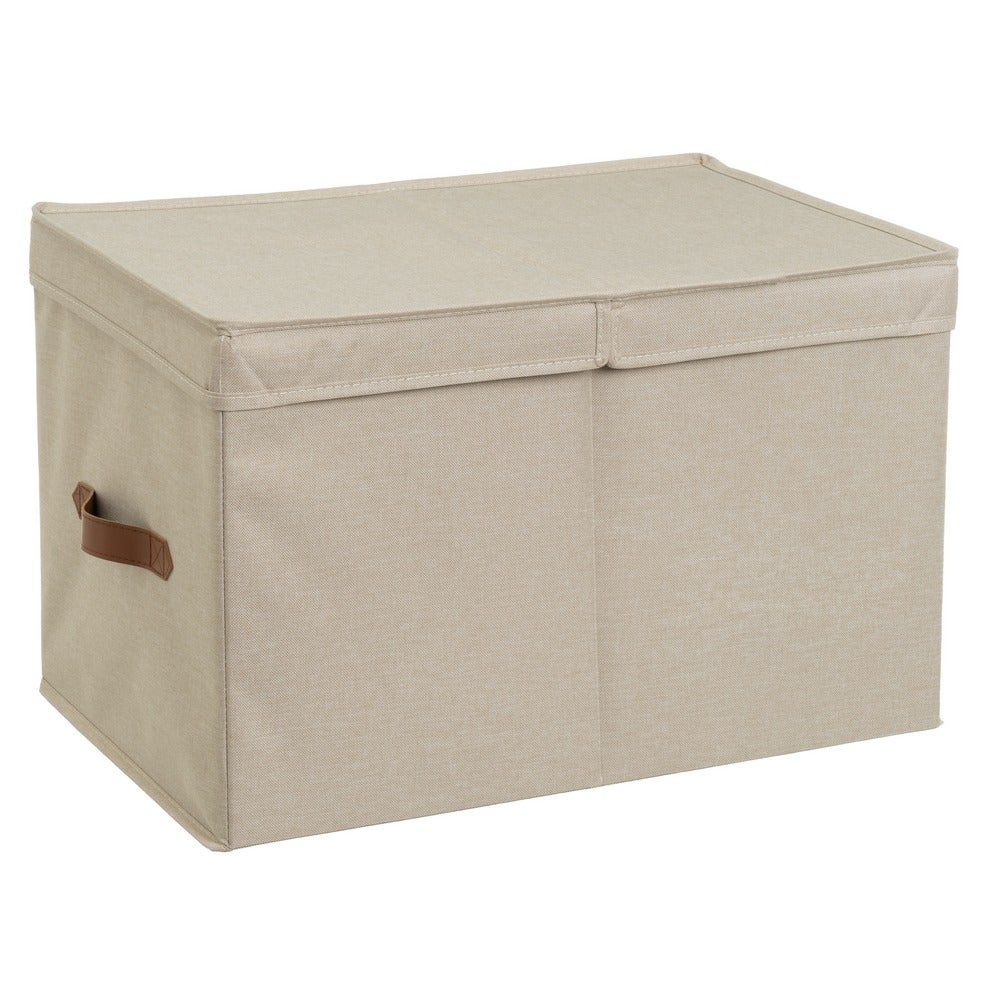 Set de 2 cajas plegables de poliéster beige tapa doble 50 L 50x33x32 cm