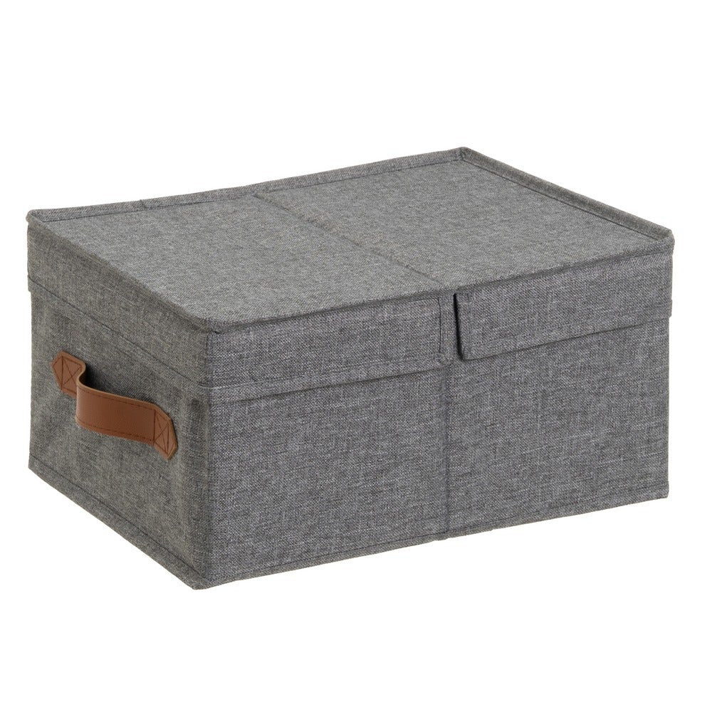 Set de 6 cajas plegables con tapa doble de poliéster gris 33x25x16 cm