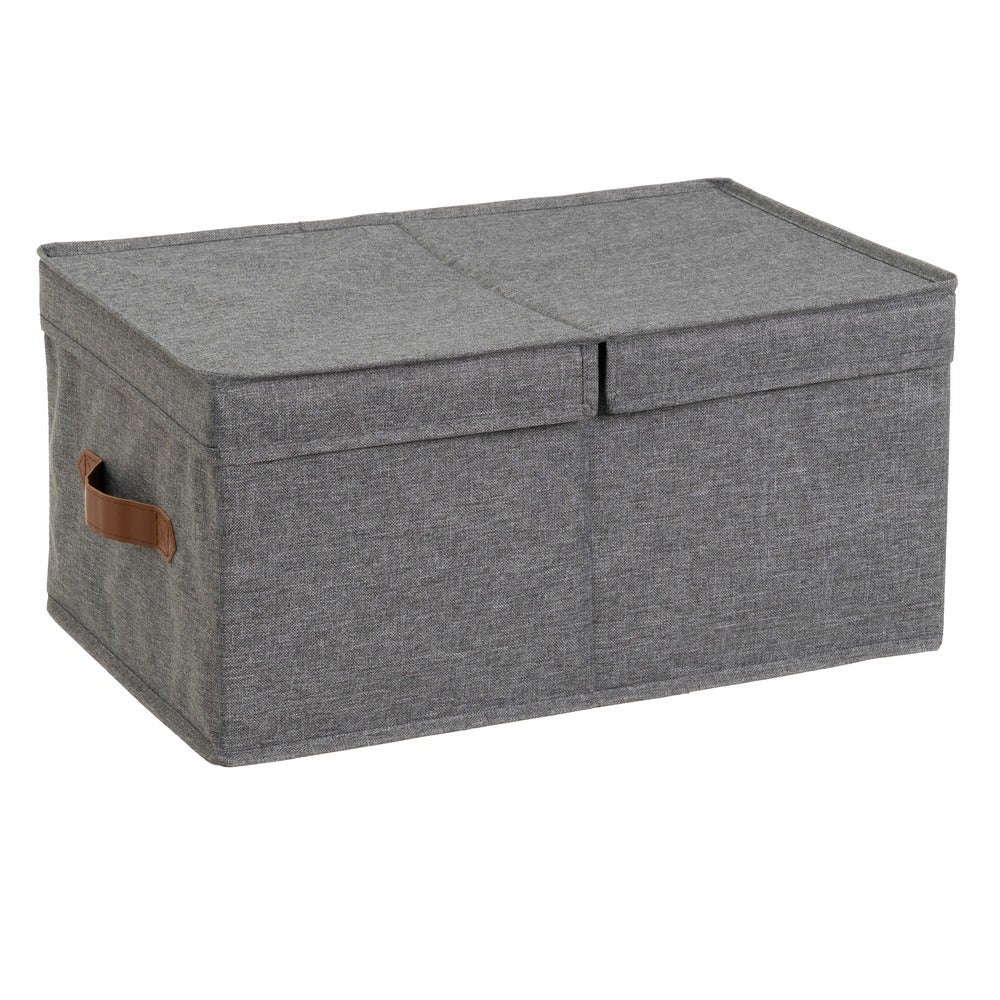 Set 6 cajas organizadoras plegables con tapa gris 28L 47x30x22 cm