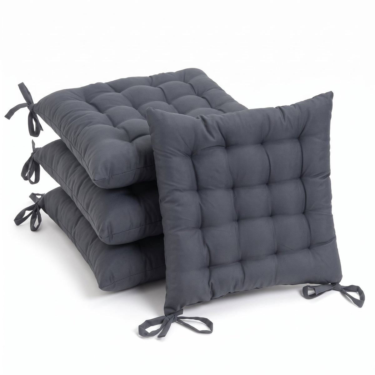 Set de 4 cojines de silla exterior Magic poliéster gris 40x40x5 cm