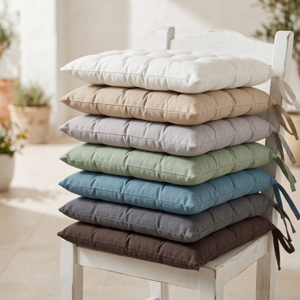Set de 4 cojines de silla exterior Magic de poliéster blanco 40x40x5 cm