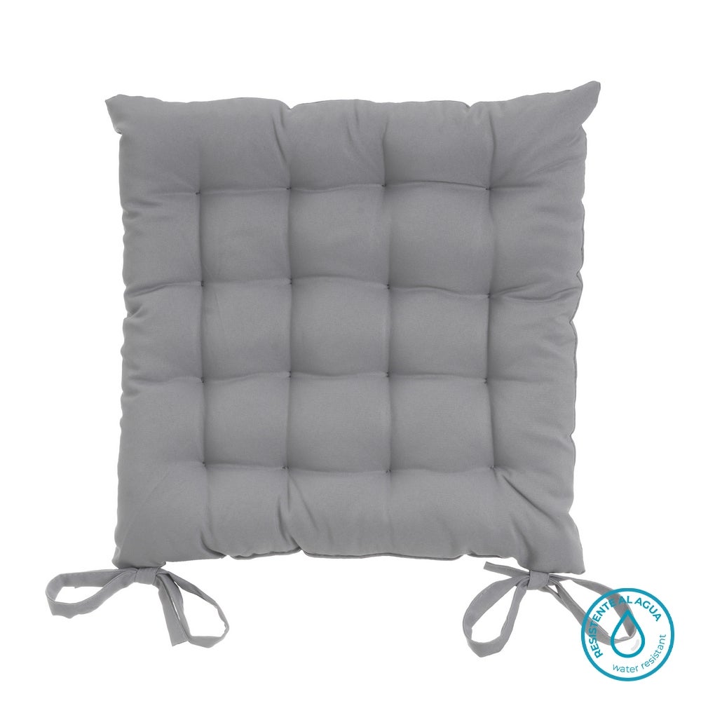 Set de 4 cojines de silla exterior Magic poliéster grises 40x40x5 cm