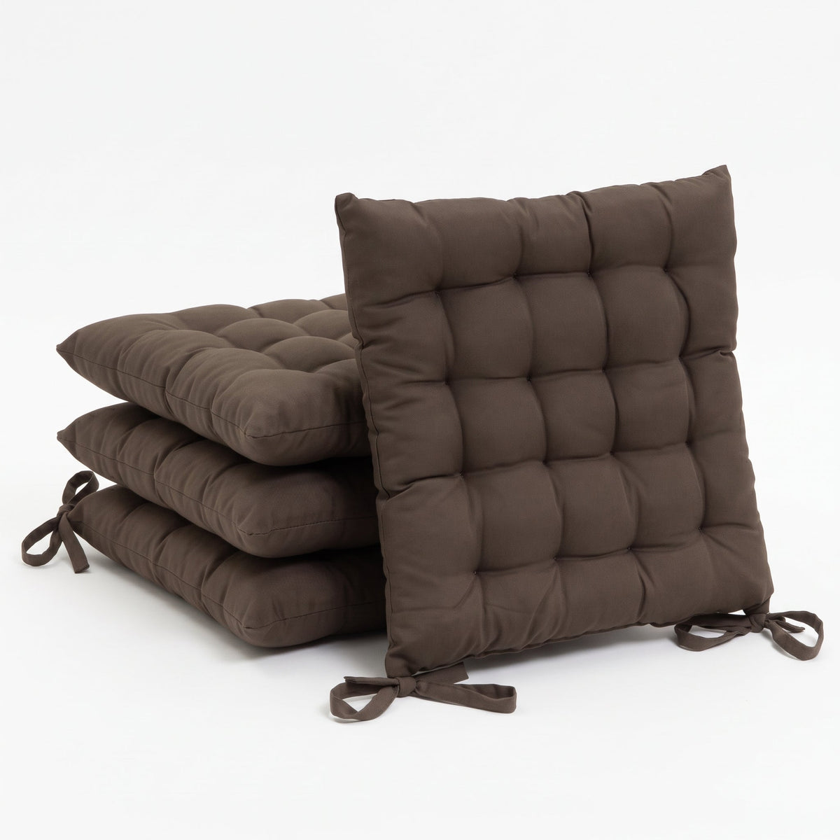 Set de 4 cojines de silla exterior Magic poliéster marrón 40x40x5 cm