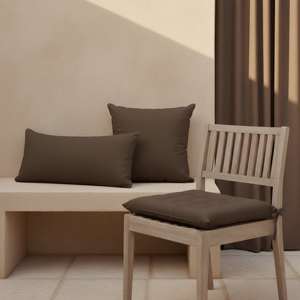 Set de 4 cojines de silla exterior Magic poliéster marrón 40x40x5 cm