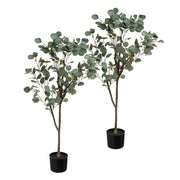 Set de 2 plantas de eucalipto verdes de plástico con maceta de 60x120 cm