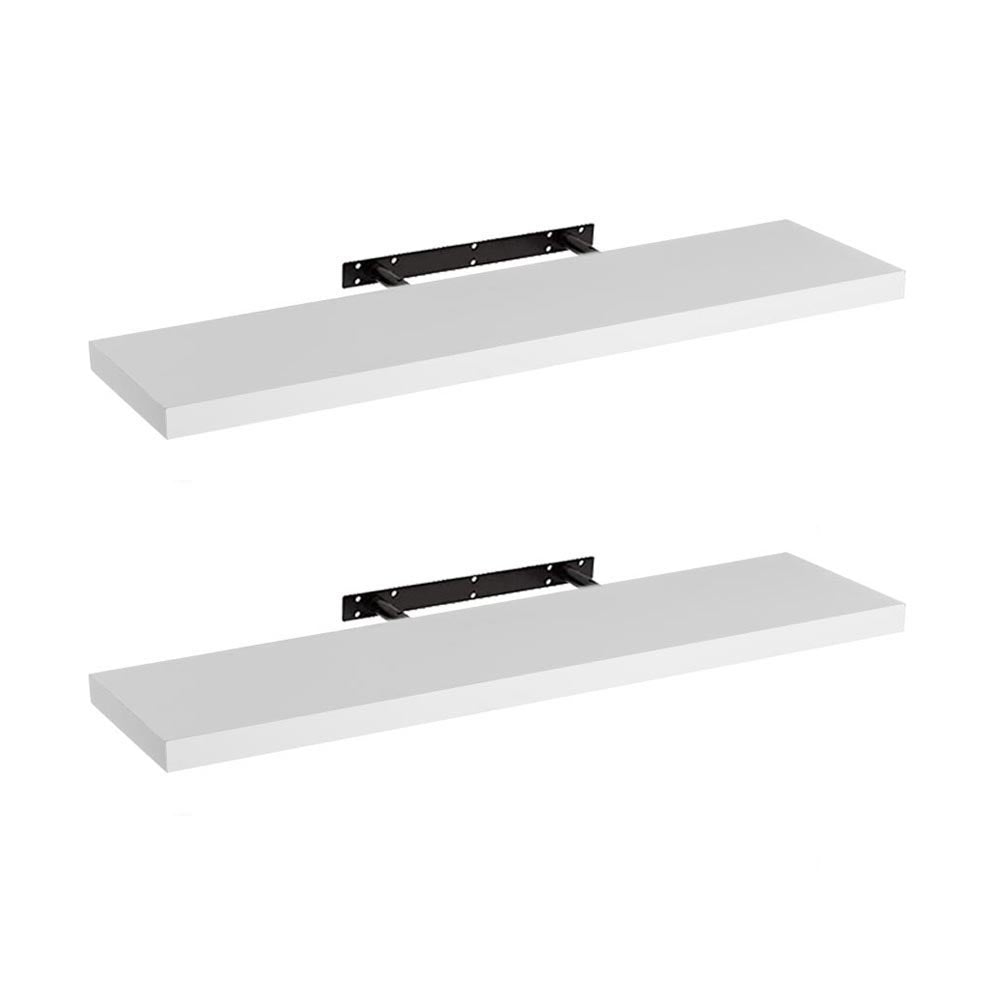 Set de 2 estantes de pared flotantes blancos de 100x24 cm