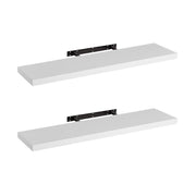 Conjunto de 2 prateleiras de parede flutuantes brancas de 100x24 cm