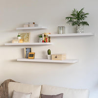 Set de 2 estantes de pared flotantes blancos de 100x24 cm