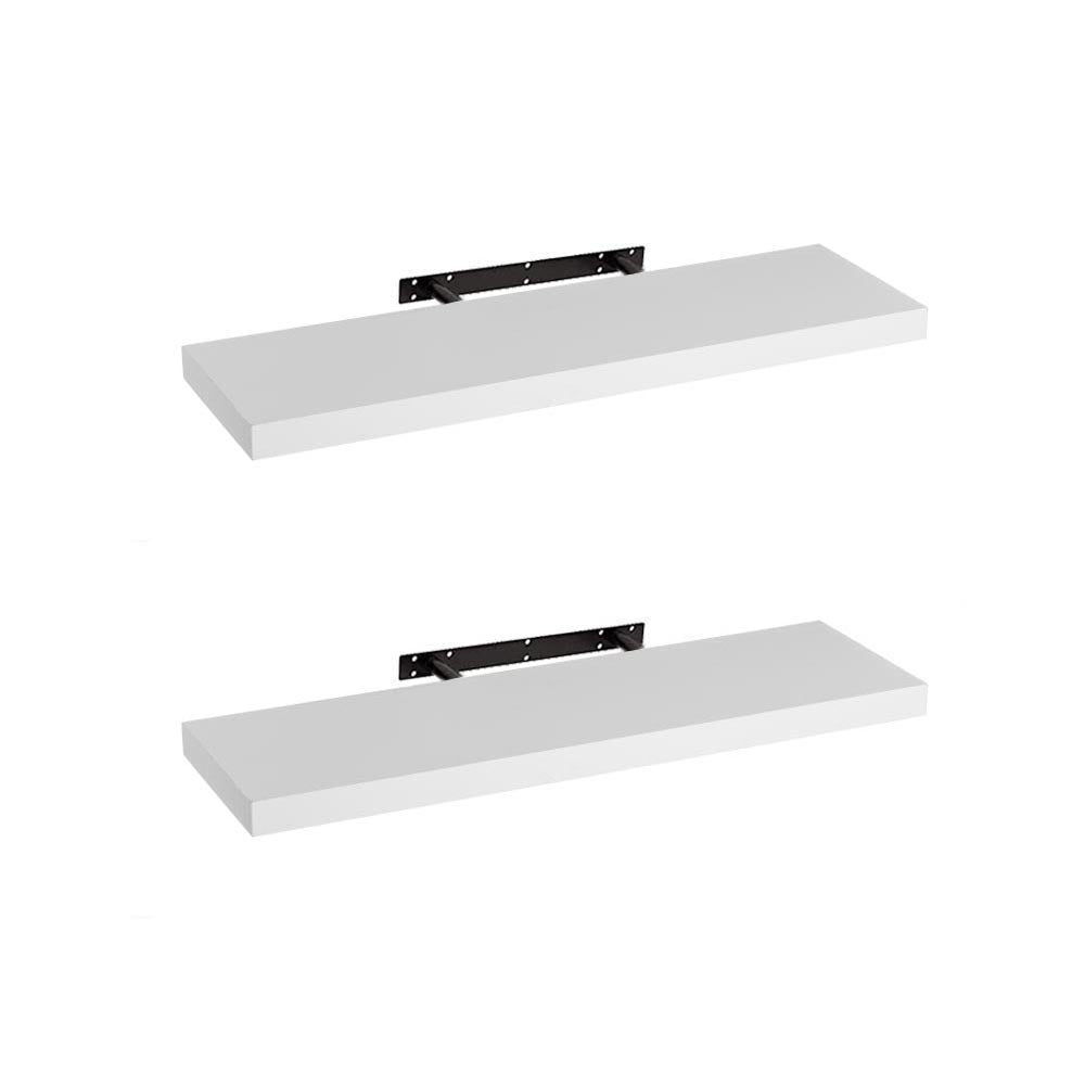 Set de 2 estantes de pared flotantes blancos de 80x24 cm