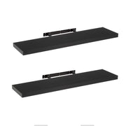 Set de 2 estantes de pared flotantes negros de 100x23,5x3,8 cm
