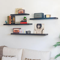 Set de 2 estantes de pared flotantes negros de 80x24 cm