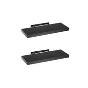 Conjunto de 2 prateleiras de parede flutuantes pretas de 60x24 cm