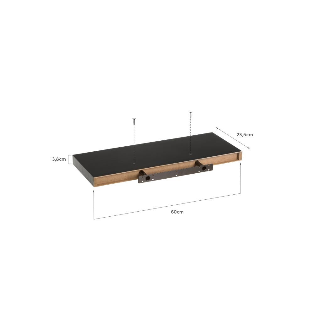 Set de 2 estantes de pared flotantes negros de 60x24 cm
