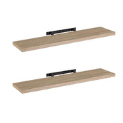 Set de 2 estantes de pared flotantes color madera natural 120x23,5x3,8 cm