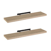 Conjunto de 2 prateleiras de parede flutuantes cor de madeira natural 100x23,5x3,8 cm