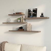 Set de 2 estantes de pared flotantes en tono natural de 80x24 cm