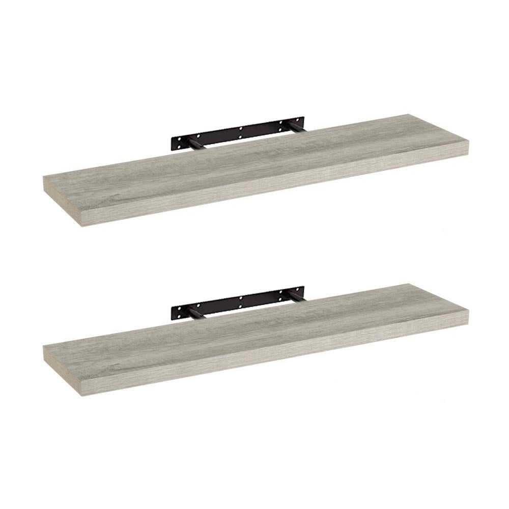 Set de 2 estantes de pared flotantes grises de 100x24 cm