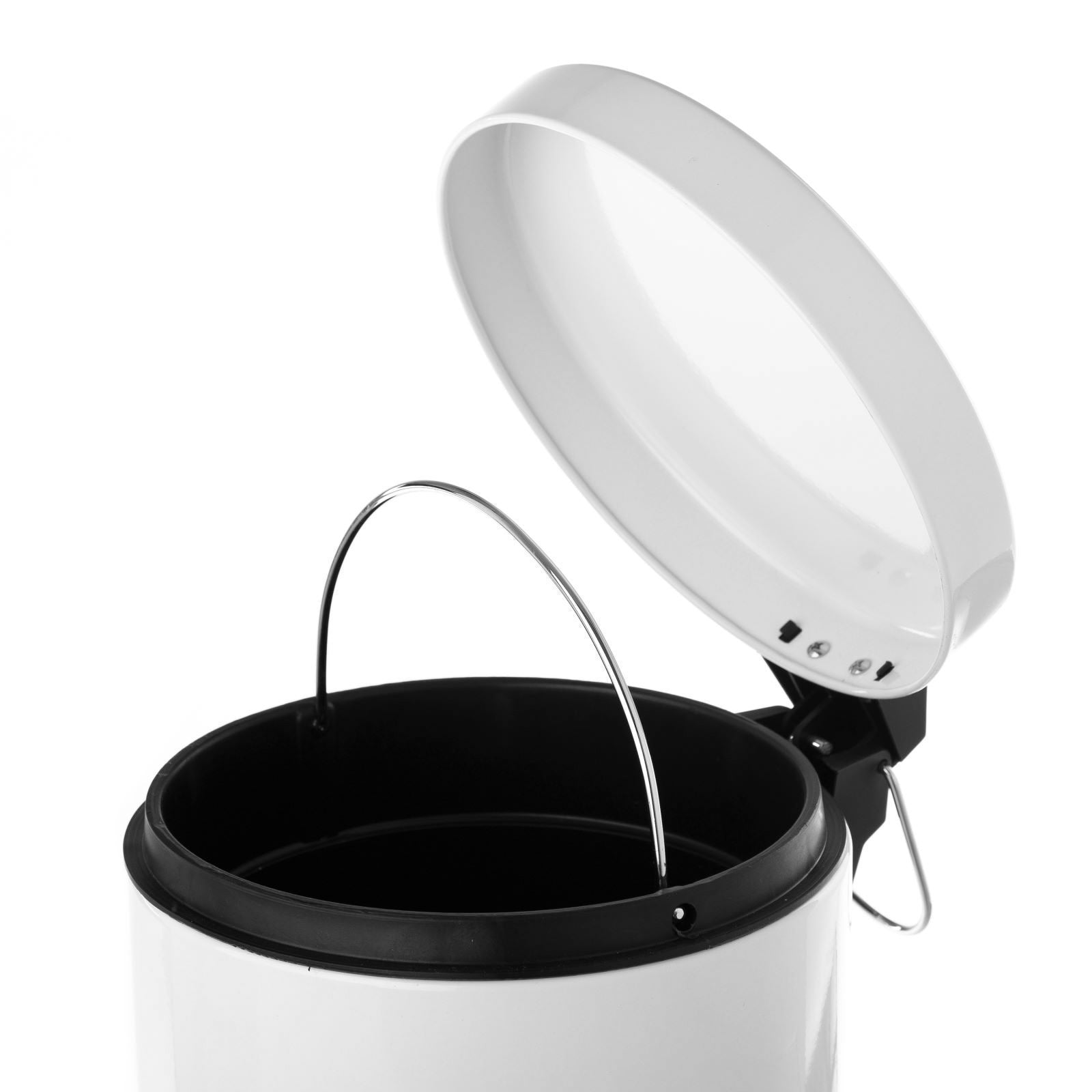 Papelera redonda de 5 litros con pedal de metal blanco