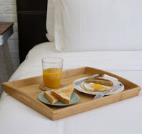 Bandeja con asas de bambíº marrón de 58x38x6 cm