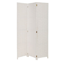 Biombo de papel trenzado blanco plegable en 3 secciones de 120x175 cm