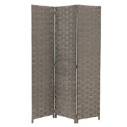 Biombo de papel trenzado gris plegable en 3 secciones de 120x175 cm
