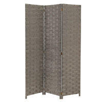 Biombo de papel trenzado gris plegable en 3 secciones de 120x175 cm