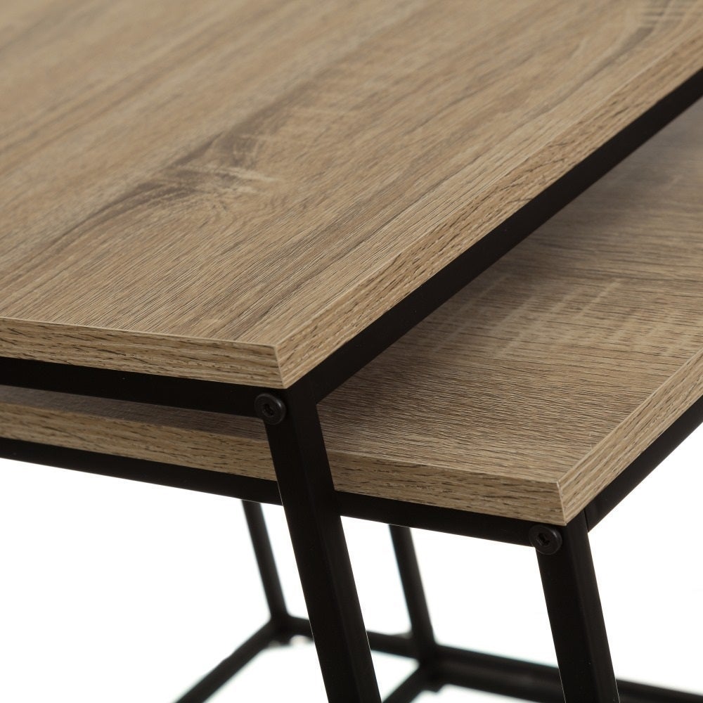 Set de 2 Mesa auxiliares auxiliares nido Urban negra