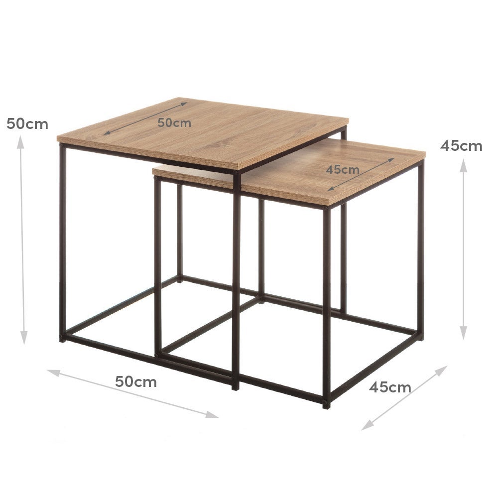 Set de 2 Mesa auxiliares auxiliares nido Urban negra