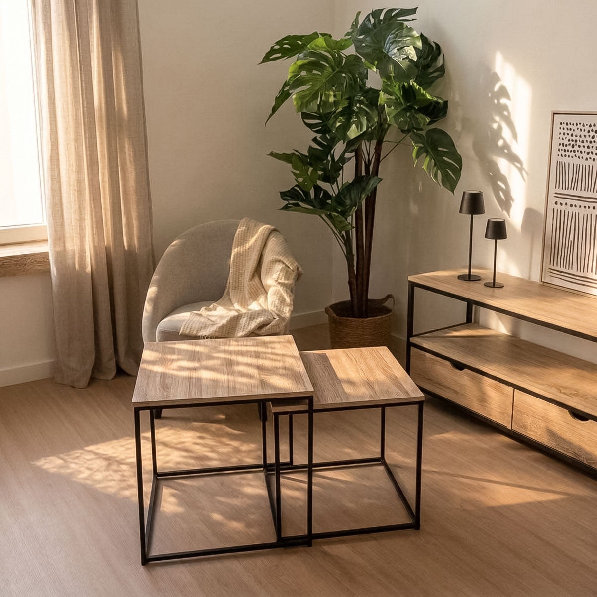 Conjunto de 2 Mesas de apoio ninho Urban preto