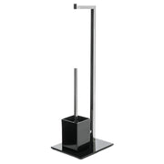Suporte de rolos com escova preta de metal de 22x18x71 cm