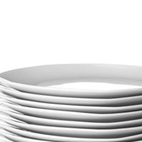 Set de 12 platos postre cuadrados blancos de porcelana de Ø 21 cm