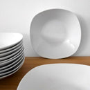 Set de 12 platos hondos cuadrados blancos de porcelana de 21,5 cm