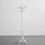 Perchero de pie clásico de madera blanca de 184 cm con 12 brazos