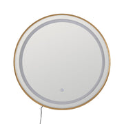 Espelho de casa de banho dourado com luz LED de 60 cm