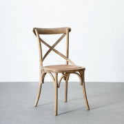 Silla de comedor Aspas de madera de olmo marrón y asiento de ratán