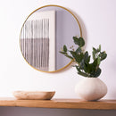 Espejo de pared redondo con marco de aluminio dorado de 60 cm