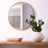 Espejo de pared redondo con marco de aluminio dorado de 60 cm