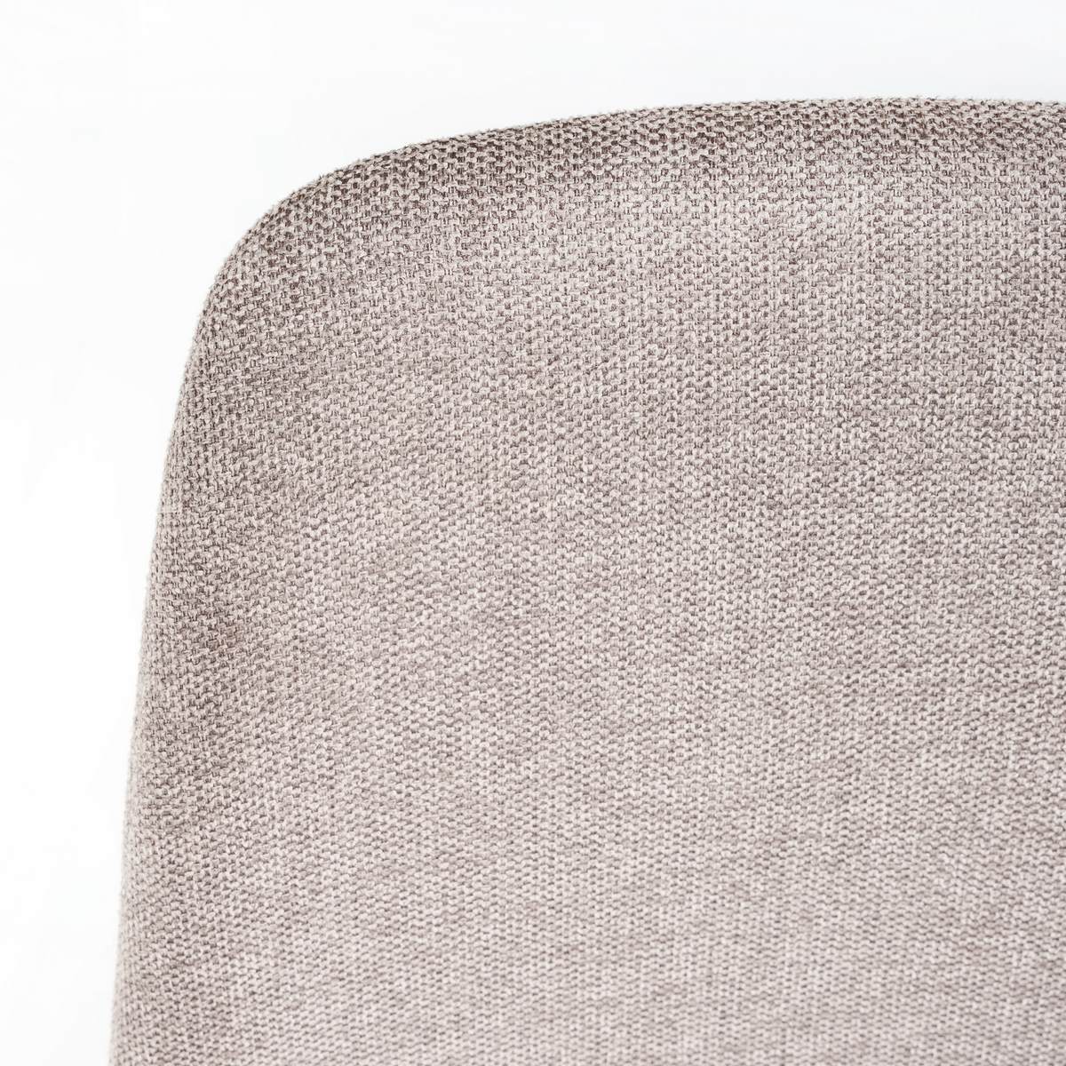 Silla de comedor Lina taupe tapizada en lino con patas metálicas negras